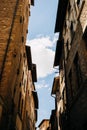 Street view of the roof tops in narrow street in Florence Royalty Free Stock Photo