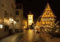 Street View of Rothenburg ob der Tauber at the evening.