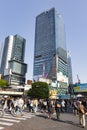 street view with Shibuya Scramble Square at Shibuya, Tokyo, Japan