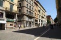 A street view of the shopping area in a port of call in Europe.