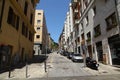 A street view of the shopping area in a port of call in Europe.