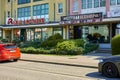 Street view with shops in a small town south of Berlin Royalty Free Stock Photo