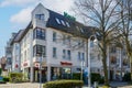 Street view with shops in a small town south of Berlin Royalty Free Stock Photo