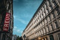 Street View of the Sigmund Freud Museum Sign - Vienna, Austria Royalty Free Stock Photo