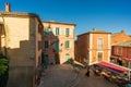 Street view of the small town of Roussillon, the red clay city in Provence, South France