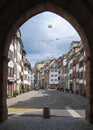 Street view through Spalentor gate in Basel