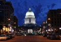 Street view with State capitol building. Royalty Free Stock Photo
