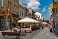 Street view of Strada Republicii in Brasov, Romania