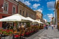 Street view of Strada Republicii in Brasov, Romania