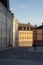 Street view during sunrise in the university city of Uppsala, Sweden.