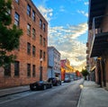 Street view Sunset French Quarter New Orleans Louisiana