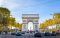 Street view to Arc de Triomphe on Champs Elysees