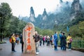 Street view and tourists stading at Wulingyuan , Zhangjiajie national park, Hunan Province Royalty Free Stock Photo