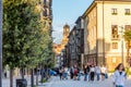 Street view of the town of Avellino with Clock tower of Torre dell`Orologio, capital of the province of Avellino in the Campania