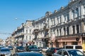 Street view with traffic jam of downtown of Kiev, Ukraine