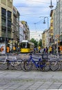 Street view of tram in Rosenthaler Strasse