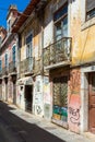 Street view of typical houses in Lisbon, Portugal Royalty Free Stock Photo