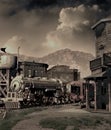 Old western town and train Royalty Free Stock Photo