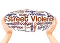 Street Violence word cloud hand sphere concept