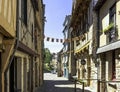 Street of Vitre Old Town with vintage architecture in Vitre, France