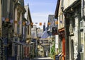 Street of Vitre Old Town with vintage architecture in Vitre, France