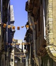 Street of Vitre Old Town with vintage architecture in Vitre, France