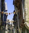 Street of Vitre Old Town with vintage architecture in Vitre, France