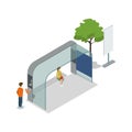 Street waiting station isometric 3D icon