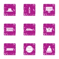 Street walkabout icons set, grunge style Royalty Free Stock Photo
