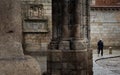 A Street walking in the Streets of Guimares, UNESCO World Heritage, chasing light and shadows, Guimares, Portugal. Royalty Free Stock Photo