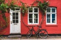 Street, wall and bike in Copenhagen Royalty Free Stock Photo