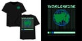 Streetwear Design Vector Illustration of Green Globe with Worldwide Text
