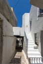 Street and white houses in Chora town, Naxos Island, Greece Royalty Free Stock Photo