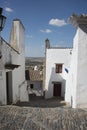 Street with white houses monsaraz Royalty Free Stock Photo