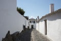 Street with white houses monsaraz Royalty Free Stock Photo