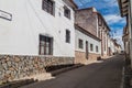 Street with white houses in Sucre, capital of Bolivi