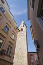 Street and White Tower in Brixen, Italy Royalty Free Stock Photo
