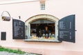 Street window cafe in Prague Royalty Free Stock Photo