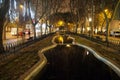 Night view during winter holidays, Av. da Liberdade, Lisbon, Portugal Royalty Free Stock Photo