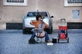 Street woman musician in Rome