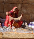Street woman sells jewells in Jaisalmer