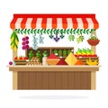 Street Wooden vegetable kiosk vector flat material design