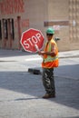 Street work stop sign Royalty Free Stock Photo