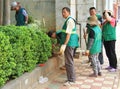Street workers are doing some work outdoor in Kunming, China Royalty Free Stock Photo