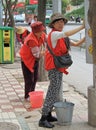 Street workers are doing some work outdoor in Kunming, China Royalty Free Stock Photo