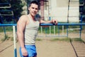 Street workout, happy sportsman