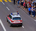 Street in Zurich during the parade devoted to the Swiss National Day