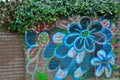 Streetart, painted flowers on a wall