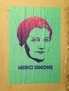 Streetart poster featuring late French female politician Simone