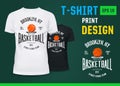 U-neck t-shirt with basketball NY team sign